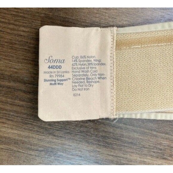 SOMA Bra 44DDD Beige Underwire Stunning Support Multi Way Straps Full Coverage - Picture 12 of 14